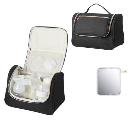 KFFKFF Wearable Breast Pump Bag with Waterproof Mat, Compatible with M5/M6 Models, Ideal for Pumping Accessories and Milk Storage, Compact Carrying Case for Work, Travel, and Daily Use, Black