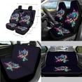 thumbnail image 2 of Renewold Sea Turtle Splash Black 14 Pack Car Seat Cover Set with Steering Wheel Cover Seat Belt Strap Cover Garbage Bin Armrest Pad Rearview Mirror Gear Shift Knob Cover Set Coasters Fit SUV Sedans, 2 of 7
