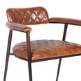 thumbnail image 2 of World Interiors Hudson 19" Leather/Iron Diamond Stitched Armchair in Brown, 2 of 5