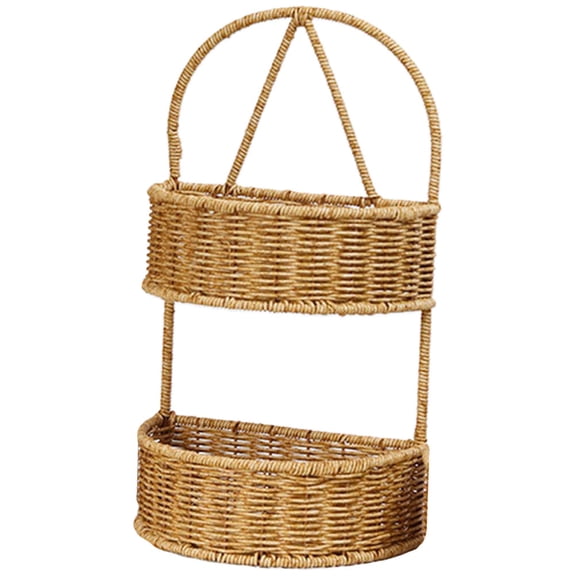 UPOUART Imitation Rattan Woven Basket for Wall Hanging Kitchen Bathroom Storage 1Pack Khaki 16.1X9.1X5.3in