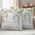 thumbnail image 2 of Watercolor Floral Outdoor Pillow Covers 16x16 Set of 2,Waterproof Patio Throw Pillowcase Protectors,Spring Flowers Leaves Botanical Wood Grain Decorative Pillow Shams Cushion Covers for Bed Couch, 2 of 8