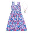 thumbnail image 2 of Linjinx Robe d'Été Décontractée pour Filles avec Collier Imprimé Floral Boho Robe de Plage Bleu&Violet 120, 2 of 6