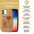 thumbnail image 7 of Case Yard Wooden Case Outside Soft TPU Silicone, Slim Fit Shockproof Wood Protective Phone Cover for Girls Boys Men and Women, Supports Wireless Charging I Love Myself Design case for iPhone-11, 7 of 7