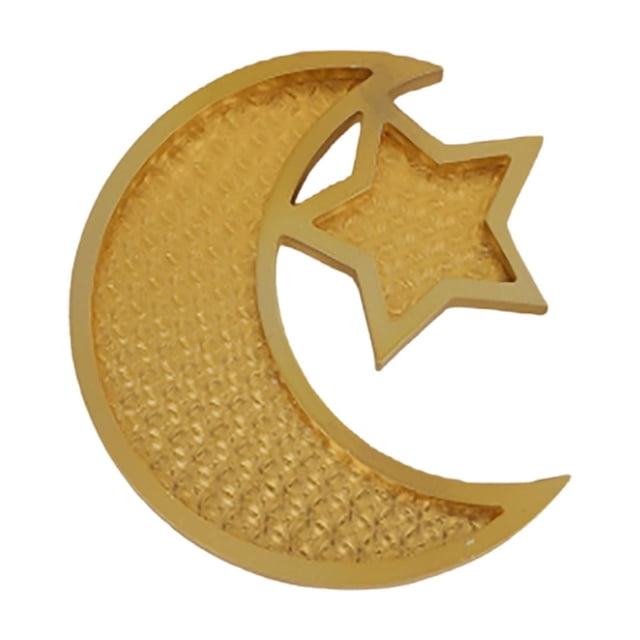 SXcggal One Wooden Decoration Tray Eid Serving Tray Moon Star Tray Plate Eid Serving Tray Dessert Fruit Tray Tableware Dessert Platters Storage Container Displ Practical Beautiful Desktop Decoration