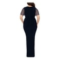thumbnail image 2 of BETSY & ADAM Womens Navy Zippered Ruffled Ruched High Slit Lined Flutter Sleeve Surplice Neckline Full-Length Formal Gown Dress Plus 18W, 2 of 2