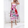 thumbnail image 6 of Elippeo Women Summer Casual A-line Dress Print Spaghetti Strap Backless Midi Dress Fashion Sleeveless Cami Dress, 6 of 9