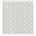 thumbnail image 3 of Pastel Shower Curtain, Artwork of Ornamental Tile Inspired Shapes Oriental Structure, Fabric Bathroom Set with Hooks, 69W X 84L Inches Extra Long, Pale Green and Lavender Blue, by Ambesonne, 3 of 3