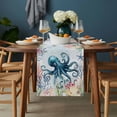 thumbnail image 2 of Coastal Nautical Octopus Table Runner - 72 Inch Long, Kitchen Dining Table Runner Dresser Scarves, Oceans Corals Starfish Jellyfish Farmhouse Decor for Coffee Tables Wedding Party Banquet, 2 of 8