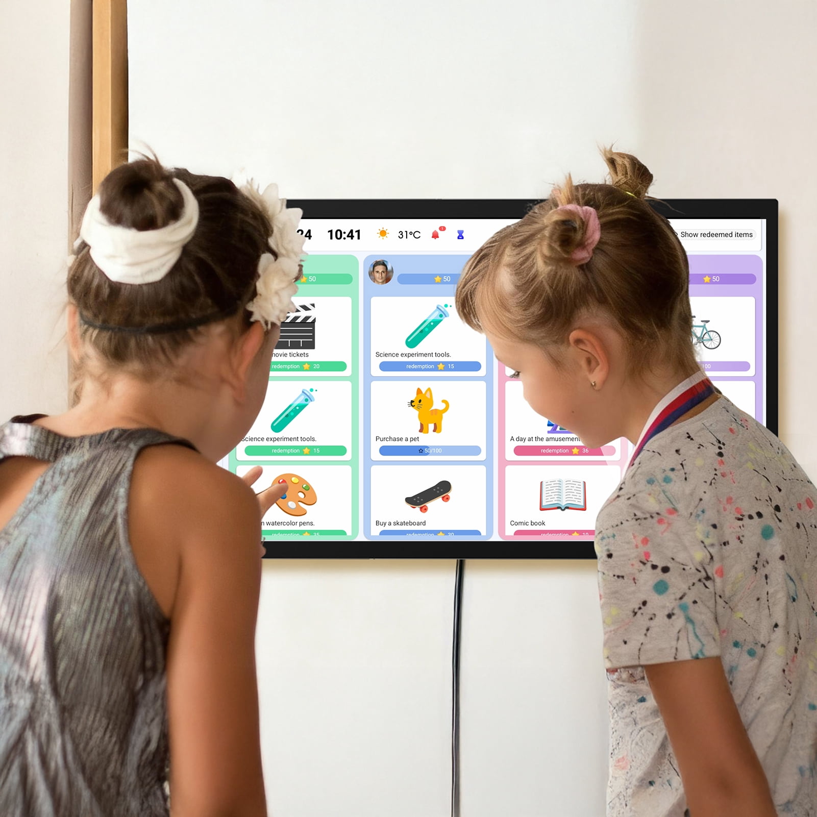 Smart Digital Calendar Family Schedules Planner Chore Chart Electronic Calendar Wall Mount Touchscreen Interactive Display Screen Calendar