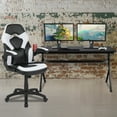 thumbnail image 2 of Flash Furniture Optis Gaming Desk and White/Black Racing Chair Set /Cup Holder/Headphone Hook/Removable Mouse Pad Top - 2 Wire Management Holes, 2 of 13