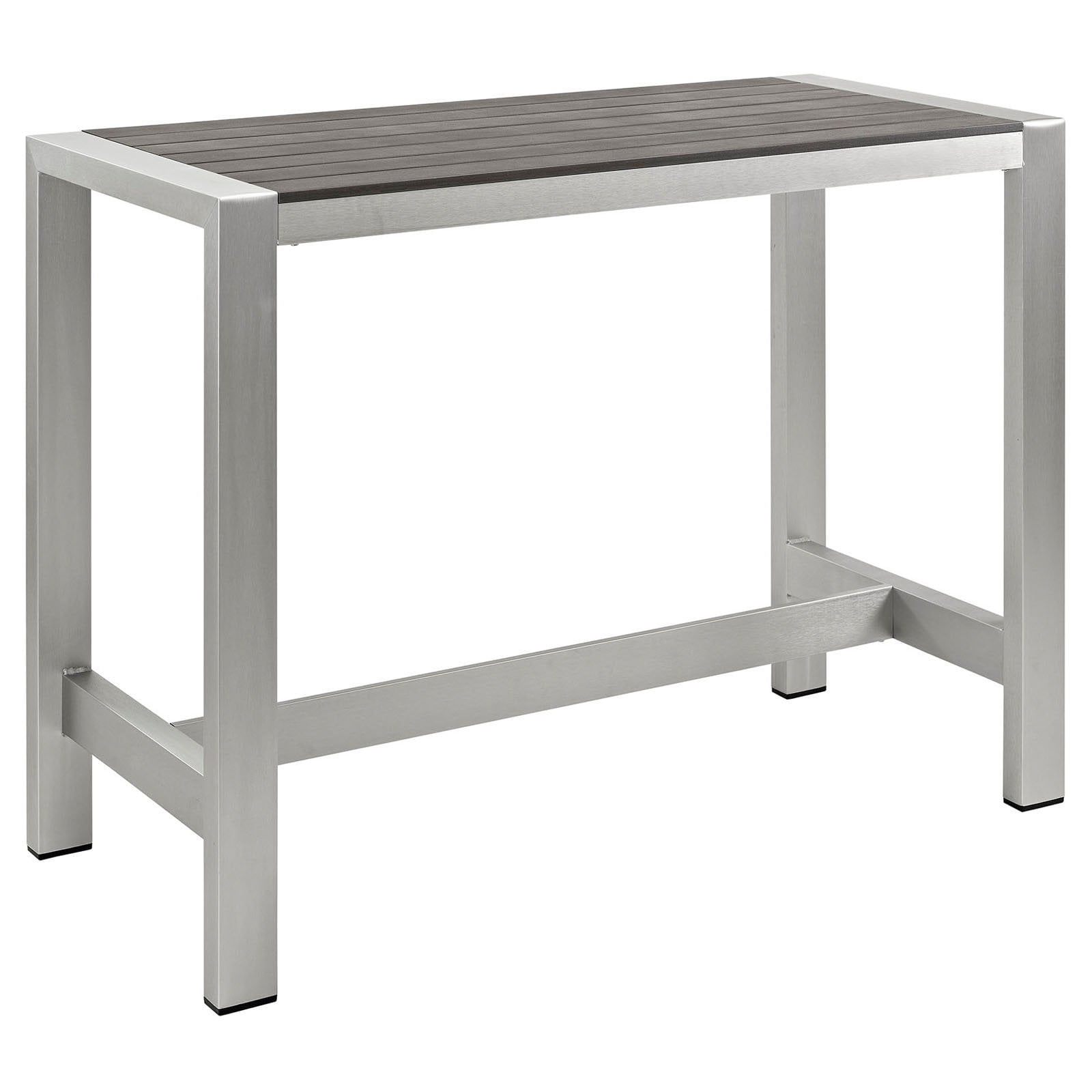 Shore Outdoor Patio Aluminum Rectangle Bar Table Silver/Gray Modway
