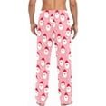 thumbnail image 2 of HPINK-T Men's Cute Santa Claus Snowflake Pink Sleep Pajama Pant,Soft Bottoms with Pockets Drawstring, 2 of 5