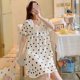 thumbnail image 1 of Pijamas con estampado naranja para mujer, camisón de encaje de estilo coreano, vestido de noche de verano, ropa de dormir de manga corta con lazo, ropa de casa, 1 of 4