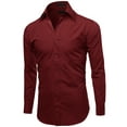 thumbnail image 2 of Men's Classic Fit Long Sleeve Wrinkle Resistant Button Down Premium Dress Shirt (Burgundy,2XL), 2 of 4
