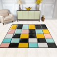thumbnail image 2 of Yayeee Area Rugs for Living Room 5.2'x4' Non Slip Washable Bedroom Floor Carpet, Yellow Checkered Pattern, 2 of 6