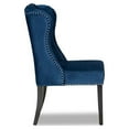 thumbnail image 3 of Contemporary Transitional Navy Blue Velvet Fabric Upholstered & Wood Wingback Dining Chair, 3 of 5
