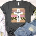 thumbnail image 3 of Love in Faith | Faith Cross Paint Swipe Short Sleeve | Heather Charcoal | Christian T-Shirts for Women | Faith Based Apparel |Christian Gifts, 3 of 8