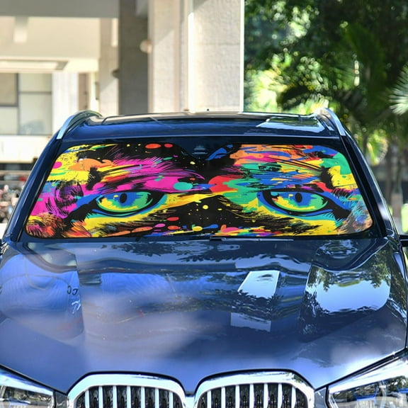 Tiger Eyes Automotive Front Car Windshield Sun Shade Reflector Foldable for Front Fit for Cars Truck SUVs