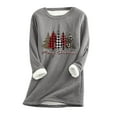 thumbnail image 1 of IROINID Chandail en Molleton de Noël pour Femmes Manches Régulières Automne Hiver Ample Vacances Détente Col Rond, Gris, 1 of 5