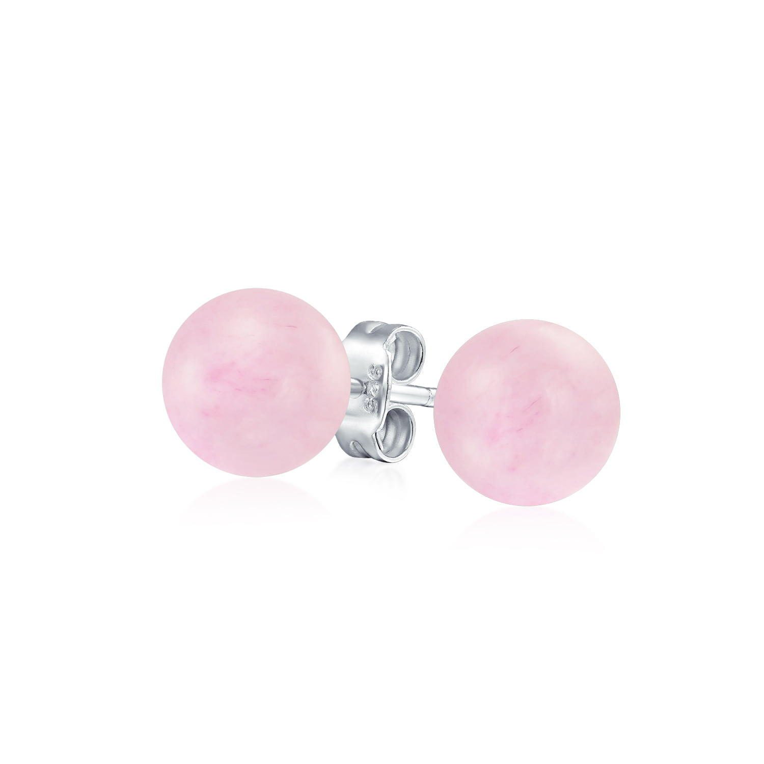 Simple Gemstone Round Bead Ball Stud Clip On Earrings For Women Non Piercing 925 Sterling Silver Birthstone Colors 8MM
