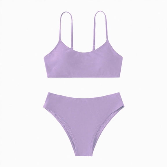 Splozh Teen Girl Swimsuit 2 Piece Cute Bikini Sets Fashion Swimwear for 8-17 Years, Bathing Suits for Teens Summer Beach Wear Purple,15-16 Years