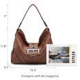 thumbnail image 5 of Vonmay Hobo Bag for Women Classic Buckled Shoulder Bag Soft Leather with Zip Pockets, 5 of 6