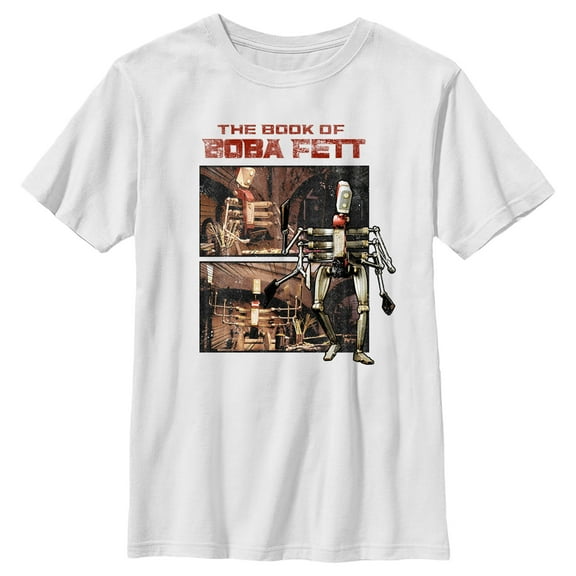 Boy's Star Wars: The Book of Boba Fett COO Cook Droid  Graphic Tee White Medium