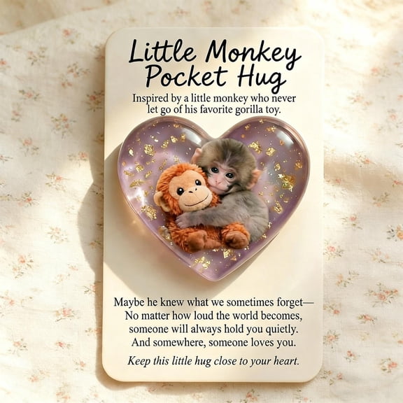 Pocket Hug Monkey Acrylic Token, Cute Punch Monkey Pocket Hug Token, Mini Sentimental Small Gifts for Friends Family, Little Bag of Gentle Reminders Keepsake