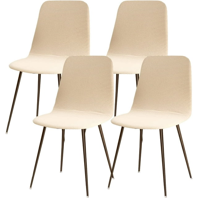ZHAOCHENG Juego de 4 fundas para sillas de comedor modernas lavables universales jacquard beige