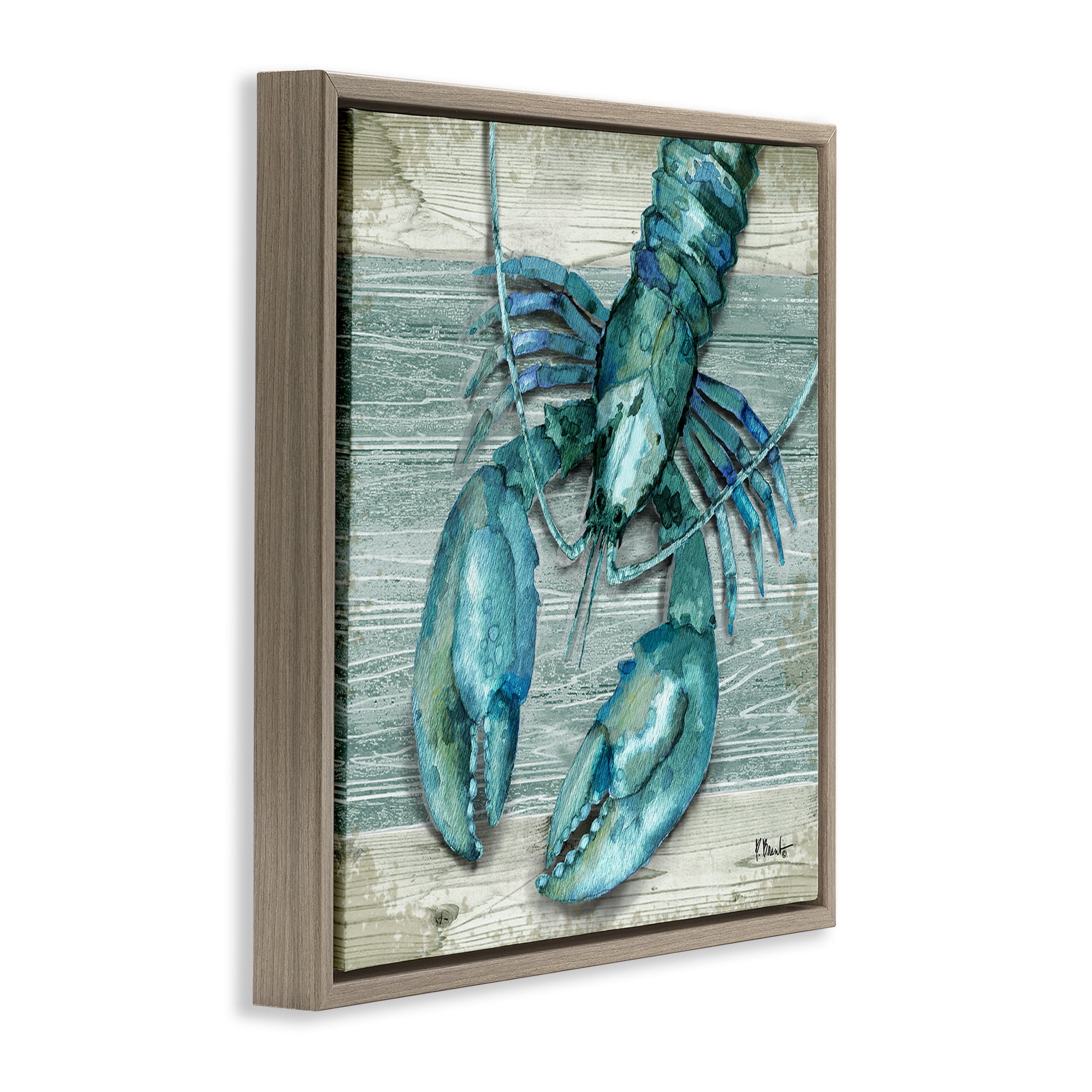 Stupell Industries Northpoint Lobster Rustic Sealife Animals & Insects Painting Brown Floater Framed Canvas Art Print Wall Art, 25 x 25