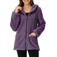 thumbnail image 2 of QATAINLAV Womens Warm Fuzzy Zip Up Hoodie Jackets Fall Winter Faux Fur Coats Outdoor Long Sleeve Fleece Hooded Sweatshirts, Purple, XXXL, 2 of 7