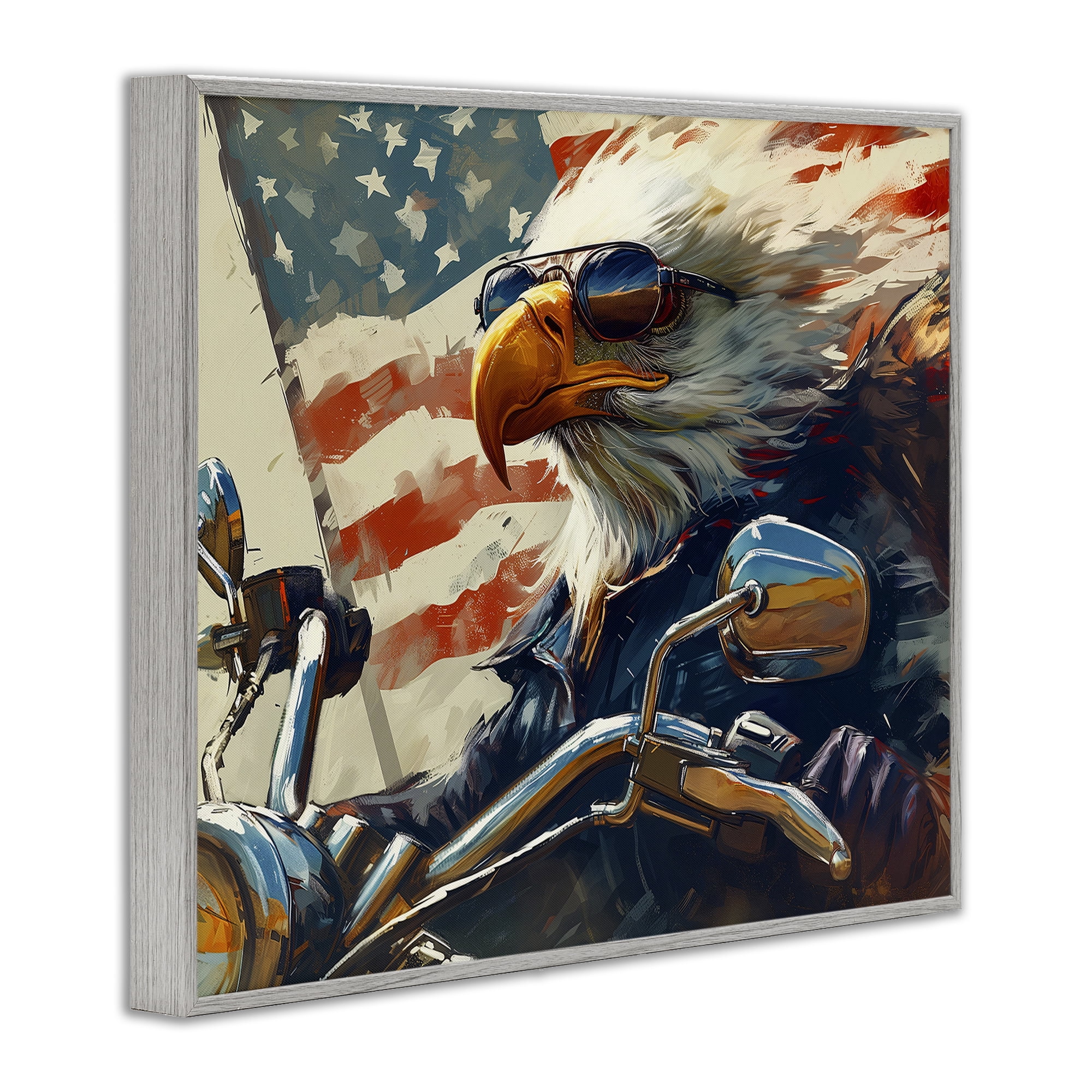 Stupell Industries Patriotic Bald Eagle Animals & Insects Painting Gray Framed Art Print Wall Art, 30 x 24