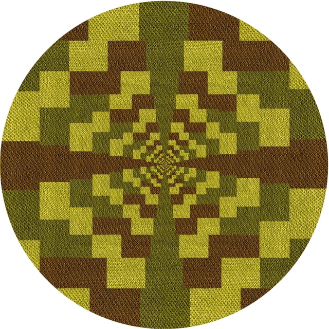 Ahgly Company Tapis d'Intérieur Ronds Transitionnels Bruns Lavables à la Machine, 3 Pieds Rond