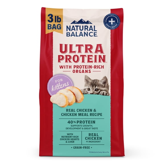 Natural Balance Ultra Protein Real Chicken & Chicken Meal Recipe Kitten Dry Cat Food, 3 lbs.