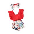 thumbnail image 3 of Kiapeise Baby Girls Ruffle Sleeveless Cherry Print Romper Big Bow with Headband, 3 of 7