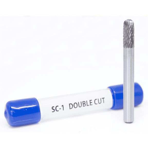 SC-1 Cylinder Shape Ball Nose - Premium Double Cut Tungsten Carbide Burr 1/4" Shank