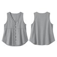 thumbnail image 5 of Stralyhd Button Down Shirts for Women Sleeveless Basic Workout Shirts V-Neck Linen Blouses Comfy and Breathable Beach Vacation Blouses Tops Gray S, 5 of 6
