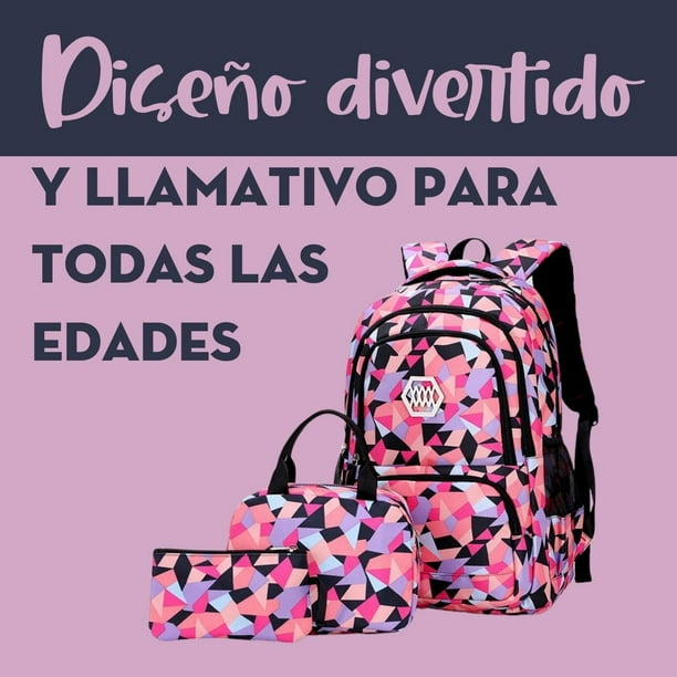 Mochila Escolar HAPPY Set 3 Pcs Mochila De Viaje Porta Laptop Set Lonchera Lapicera Mochila Resistente a salpicaduras MIMA 2 Casual
