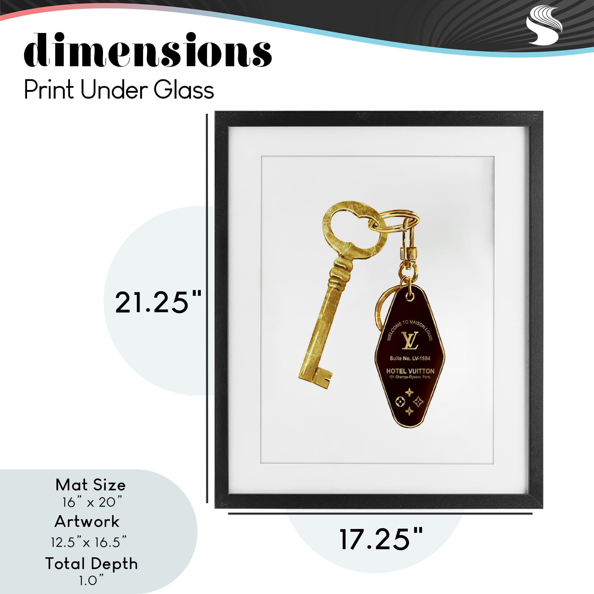 Glam Gold Key Fashion Black Framed Print Under Glass, design by Ziwei Li