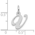 thumbnail image 2 of Solid 10k White Gold Small Fancy Script Initial V Charm - 16mm, 2 of 4