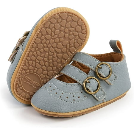 

QWZNDZGR Baby Girls Shoes Soft Sole Mary Jane Flats Princess Dresses Shoes PU Cute Bow Prewalker