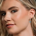 thumbnail image 4 of Gem Stone King 925 Silver and 10K Yellow Gold Swiss Blue Topaz and Lab Grown Diamond Dangle Earrings for Women | 1.66 Cttw | Gemstone November Birthstone | Princess 5MM, 4 of 6