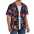 thumbnail image 4 of Xecao offers the Dancing Skeletons Floral Garden for Men's Casual Short-sleeved Shirt, a button-up collared shirt with a pocket, perfect for beach vacations and yacht travel in the 4X-Large size., 4 of 7