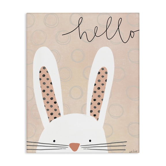 Stupell Industries Contemporary Hello Bunny Phrase Baby Rabbit Polka Dot Patterns Canvas Art, 16 x 20, by Katie Doucette