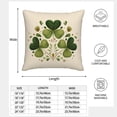 thumbnail image 3 of St. Patrick's Day Faux Linen Pillow Covers 2 Pack, Festive Shamrock Cushion Cases with Invisible Zipper for Sofa and Patio Bench 16"x16", 3 of 6
