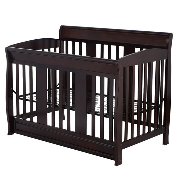 Ghp 53 5 X33 X41 5 Coffee Pine Wood Iron Baby Crib With 2 Non