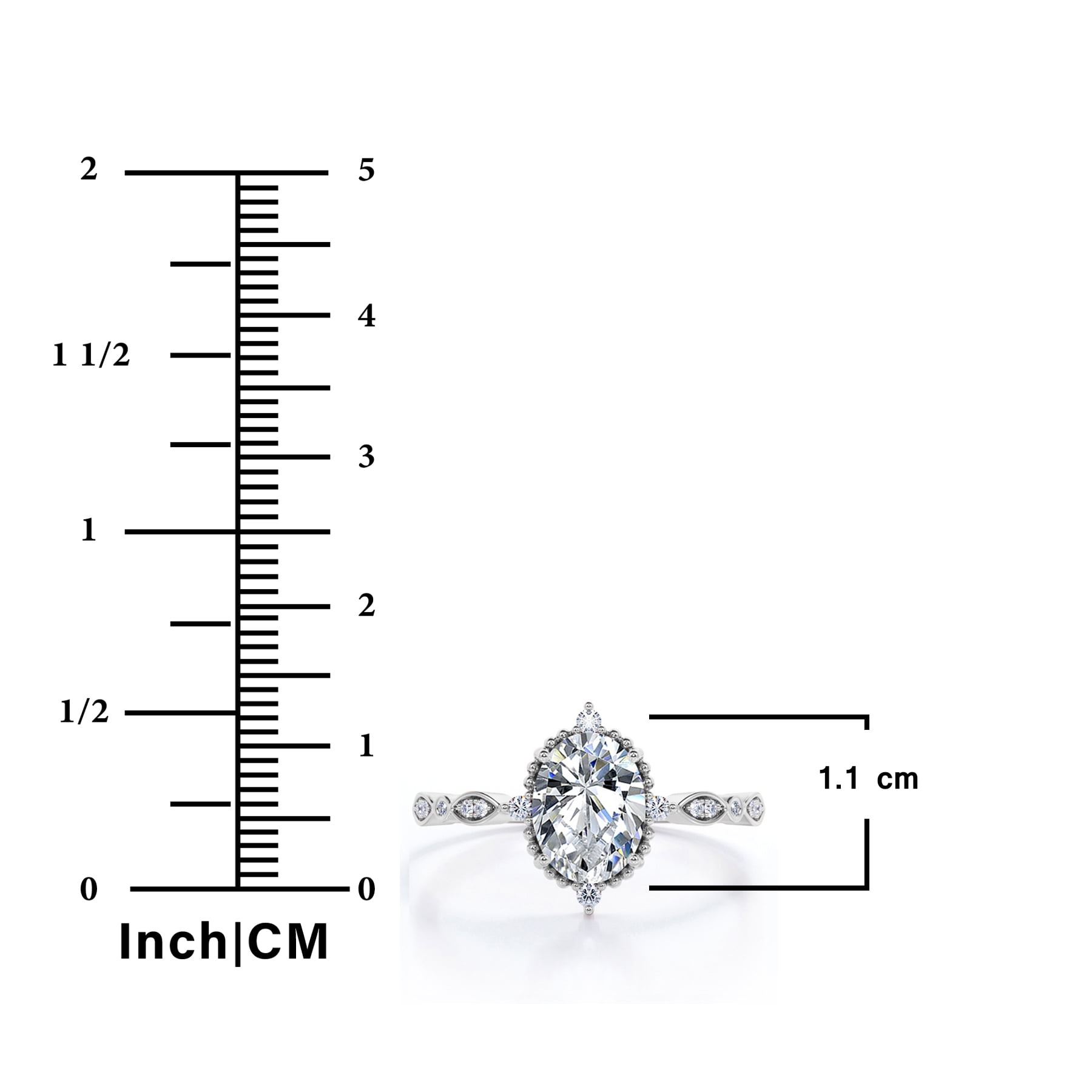 JeenMata 1.5 Carat Moissanite Oval Shape - Vintage Filigree Bezel 5-Stone Milgrain Decorative Engagement Ring In 18K Yellow Gold Plating for Women