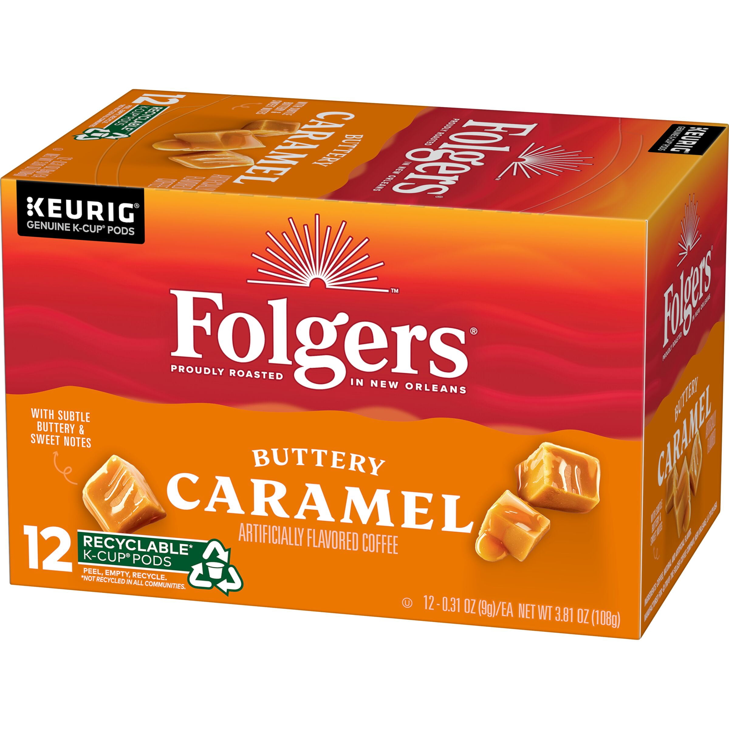 (72 Count) Folgers Buttery Caramel Artificially Flavored, K-Cup Coffee Pods