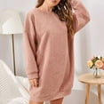 thumbnail image 4 of OSFVNOXV Plus Size Knit Nightgowns for Women Fleeced Lined Short Nightshirt Long Sleeve Loungewear for Warm Winter, 4 of 5