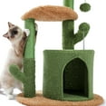 thumbnail image 3 of Pefilos 32" Cactus Cat Tree for Indoor Cat Tower with Cat Condo for Multiple Cats, Modern Cat Tree House for Small and Medium Cats, Green, 3 of 10